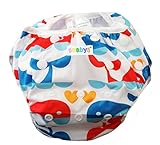 ベビーの水遊びにスイムパンツ　★赤ちゃんの水あそびに！洗って使えるので紙パンツよりとっても経済的でかわいいので大人気 (White Multi Whale)