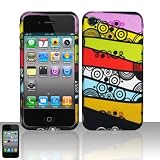 ABSTRACT ART Hard Rubber Feel Plastic Design Case for Apple iPhone 4 + Screen Protector