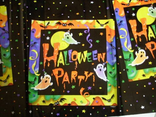 Halloween Plastic Tablecloth, Party Ghosts