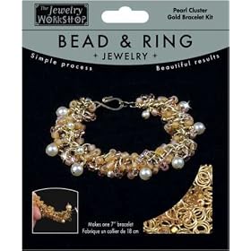7 Inch Pearl Cluster Bracelet Jewelry Kit - 1PK/Gold