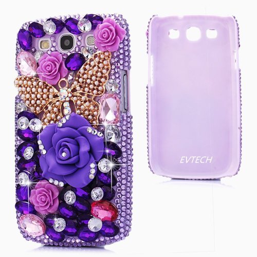 EVTECH(TM) 3D Handmade Rhinestong Series Crystal Diamond Rhinstone Design Bling Case Clear Cover for (Samsung Galaxy S3 I9300 T-Mobile T999 L710 Sprint/T999 T-Mobile/i747 AT&amp;T/i535 Verizon)