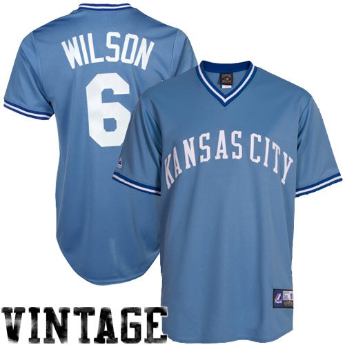Majestic Willie Wilson Kansas City Royals Cooperstown Throwback Jersey - Light Blue (X-Large)