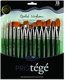 Connoisseur Gold Nylon Short Handle Brush Set, 15-Piece