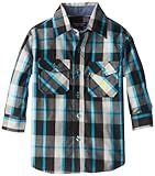 U.S. Polo Assn. Little Boys' Long Sleeve Plaid Two Pocket Sport Shirt, Laser Yellow, 4T