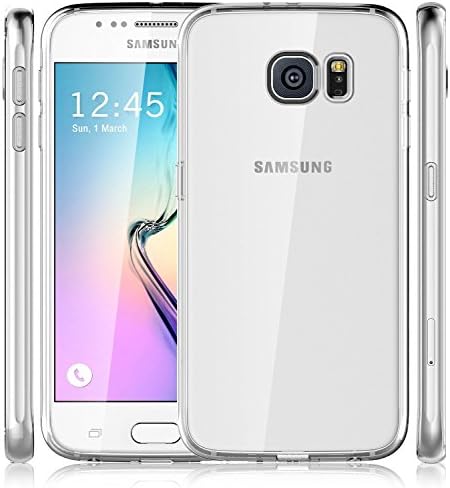 Buyus Samsung Galaxy S6 Edge Case Cover with Design (2015 New) - Clear Back Panel [Hard Plastic ]+ Colorful Bumper [Flexible TPU] - [AIR CUSHION] [Slim Fit] [Crystal Clear View] [Scratch Resistant] [Ultra Thin Hybrid] - Retail Packaging - 9 Colors (Clear/Clear)