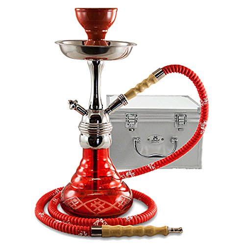 The 17'' Red Java Hookah Hookah with Case Amazing Modern Nargila