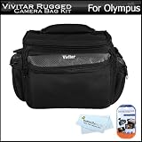 Vivitar Deluxe Rugged Camera Bag / Case For Olympus PEN E-P3, E-PL3, E-PM1, E-PL2, E-PL1, E-P2 Digital Camera + LCD Screen Protectors + MicroFiber Cleaning Cloth