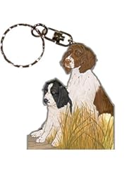 Automotive Parts and Accessories: English Springer Spaniel Wooden Dog Breed Keychain Key Ring - PP