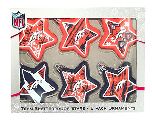 NFL Denver Broncos 6 Pack Star Ornaments