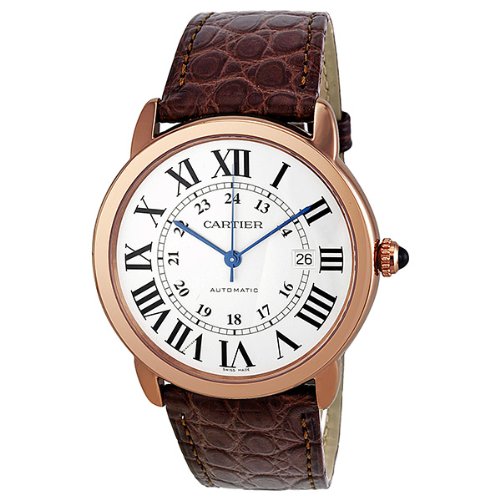 Cartier Ronde Solo de Cartier XL Automatic Silver Dial 18 kt Rose Gold Mens Watch W6701009