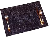 ArtisanStreet's Midnight Navy & Purple Dots Batik Place Mats. Set of 2. Machine Washable, Machine Dryable. No Iron. 3-Ply Reversible. Hand Crafted, Limited Edition.