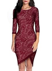 Scoop Neck Cocktail Above the Knee  Polyester/Rayon/Spandex Long Sleeves Lace Vintage  Ball Gown Bodycon Dress/Evening Dress/Wedding Party Dress/Mini Dress 