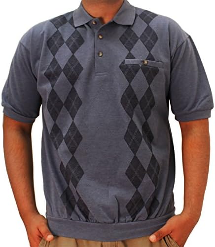LD Sport Short Sleeve Jacquard Banded Bottom Shirt 6090-351 Blue (XXLarge)