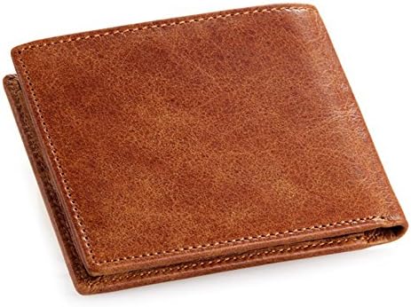 QISHI YUHUA DMJ Mens High-End Business Brown Genuine Leather Wallets