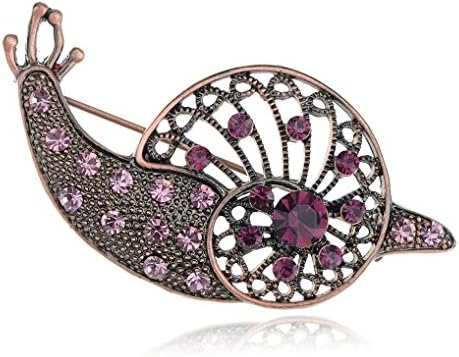 Spicy Key Synthetic Amethyst Rhinestone Filigree Snail Costume Jewelry Pin Brooch