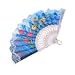 Tulip Pattern White Plastic Ribs Paillette Accent Fold Hand Fan