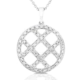 14k White Gold 1/3ctw Diamond Criss Cross Designer Style Pendant (HI/I1)