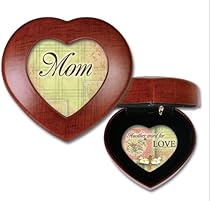 Love Mom Woodgrain Mini Heart Music Box / Jewelry Box Plays Wind Beneath My Wings
