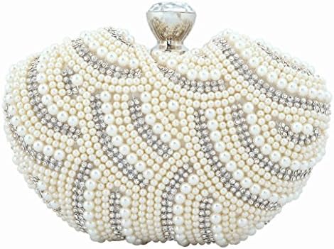 Yahoho Women's Wedding Apple Shape Evening Bag Party Handbag Clear Austrian Crystal Simulated Pearl