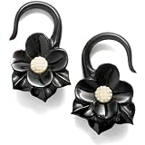 Pair of Black Water Buffalo Horn with Bone Hooks - BY28A: 10g