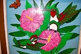 3D Ruby Throated Hummingbird Original Art on Window Frame&pane