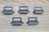IRONMONGERY WORLDﾂｮ VINTAGE OLD EDWARDIAN CAST IRON LABEL FRAME HANDLE FILING CABINET DRAWER PULL (P