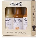 Amoretti Premium Creamy Classic Syrups 50ml 3 Pack (Crema Di Vanilla, Crema Di Caramel, Crema Di Hazelnut)