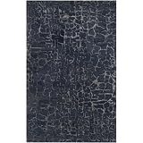 3.25' x 5.25' Sapphire Blue and Night Sky Cracked Ground Wool Area Throw Rug