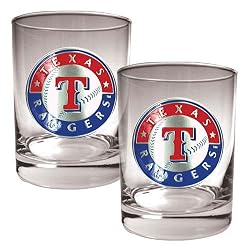 Texas Rangers MLB 2pc Rocks Glass Set - Primary Logo by Great American Products