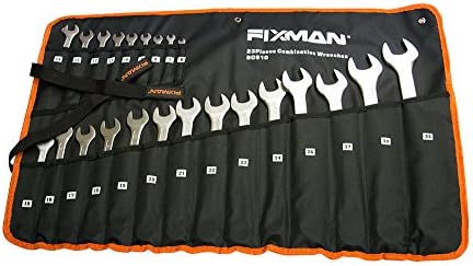 Combination Wrench Set with Roll-up Storage Pouch, a set of 23 combined spanner wrenches made of chrome-vanadium steel 6 (15/64") - 32 (1-17/64") mm