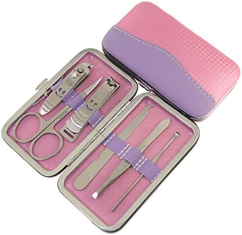 Okbool 6pcs Knitting Pattern Stainless Steel Manicure Pedicure Set ,Travel &amp; Grooming Set, Personal Care Tools, Nail Scissors Nail Clippers Kit with Leather Case