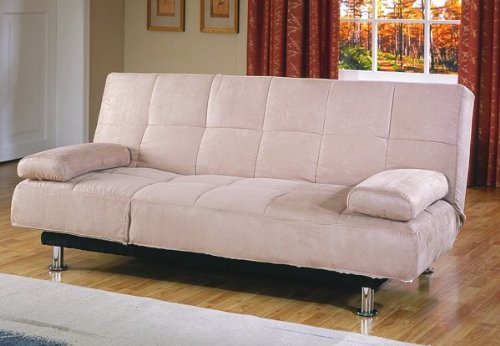 Contemporary Peat Microfiber Futon Sofa w/Mattress Pad