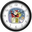 Santa Claus in Chimney Christmas Theme Wall Clock by WatchBuddy Timepieces (Black Frame)