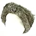 Winter Faux Fake Fur Removable Rhinestone Brooch Elastic Headwrap Headband Gray