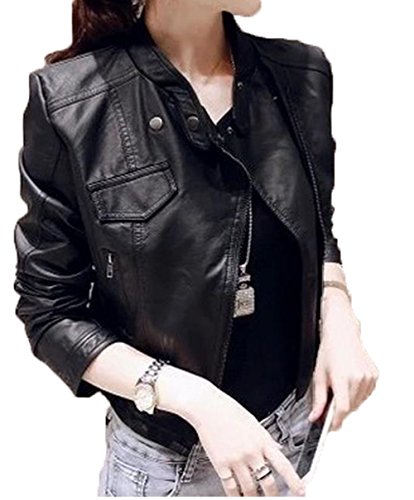 (ドチィン)DaoCheng レディース 秋冬 高質PUレザー ショート丈 ゆったり ジャケット アウター ブルゾン ライダース ジャケット前開き ジッパー レザー ジャケット 秋冬ショート丈 スリム ブラック レザー ジャケット マニッシュ カジュアル レザージャケット シンプル デザイン 体型カバー オシャレ レジャー トラベル 通勤 通学 ストリート デート PUレザー s-2xl