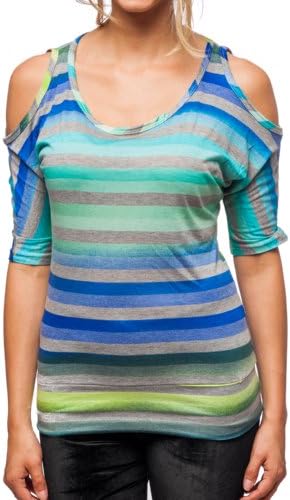 Ninety Womens Striped Rainbow Spectrum T-Shirt