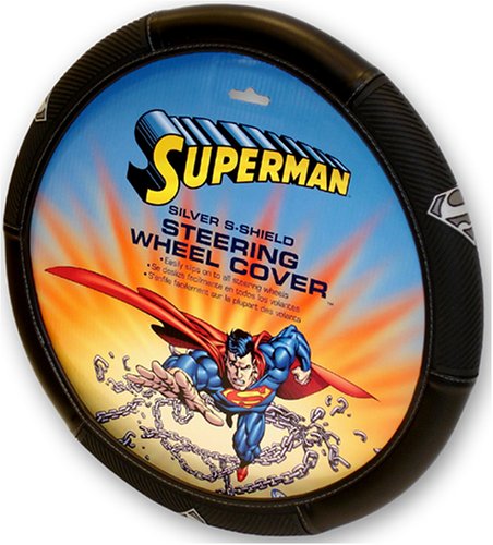 Silver Superman Shield DC Comics Steering Wheel Cover