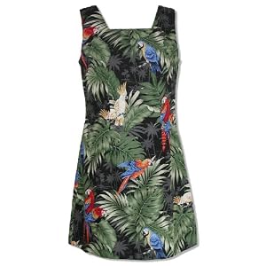 Parrots Monstera Short Tank Hawaiian Aloha Dress