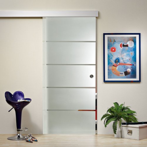  Glasschiebetür ST 784 - 1025 x 2050 x 8mm DIN Links, 8mm Sicherheitsglas mit Siebdruckdekor, Griffmuschel und Schiebesystem