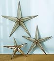 AS 3 MIRROR STARS W/METAL FRAMES SM/16'DI LG/24'DIA TAINTEDMIRROR ANTIQUE GOLD IRON MIRROR MIRROR SM 8X12'L / LG 9X14'LONG