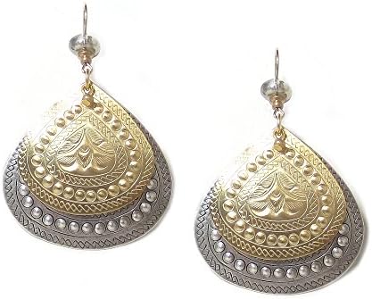 John Michael Richardson Two Tone Embossed Layered Triangular Earrings