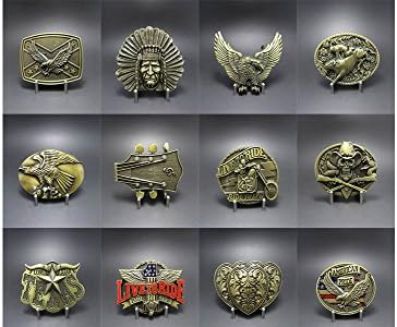 12 Pcs Shown As Picture Triple Hearts Western Flower Live To Ride Biker Rider Emo Skull Motorcycle Biker Skull Rifles Bronze Guitar Longhorn Texas Star Bronze Eagle Bull Rodeo Western Eagle Native American Indian Chief Eagle Rebel Flag Us American Pride Eagle Flag Bronze Belt Buckle