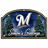 MLB Milwaukee Brewers 11-by-17 Wood "Season's Greetings" Sign