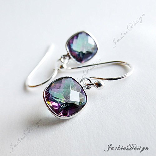 8mm-Dainty-Mystic-Topaz-Peacock-Color-Earrings-Sterling-Silver-AZ30
