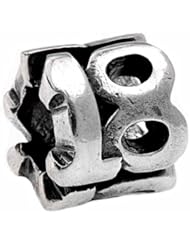Silverado Sterling Silver Number 18 Eighteen Bead Charm MS177