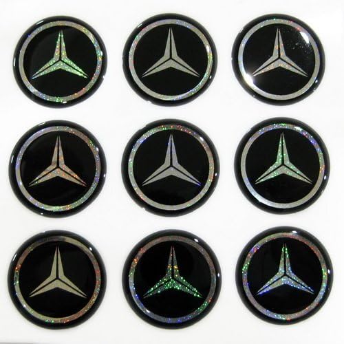 1.1 Inches : 9 Pieces Mercedez Benz Embossed Resin Sticker Decal Car Racing Motorcross Decal Motorcycle Truck Graphic Logo Bicycle Bike Stickers