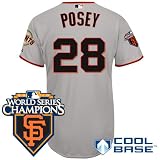 San Francisco Giants Authentic Buster Posey Road Jersey w/2010 World Series Champions Patch