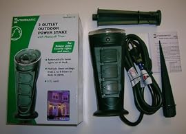 3-Outlet Outdoor Power Stake with Photocell Timer
