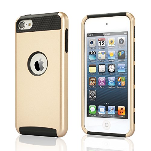 iPod Touch 5 Case, iPod Touch 6 Case, BENTOBEN 2 Piece Hard PC Shell iPod Touch 5th Generation Case Rugged Soft TPU Bumper Hybrid Dual Layer Shockproof Cover for iPod Touch 5 6, Gold/Black