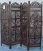 Finely Carved 4- Panel Wood Privacy Screen